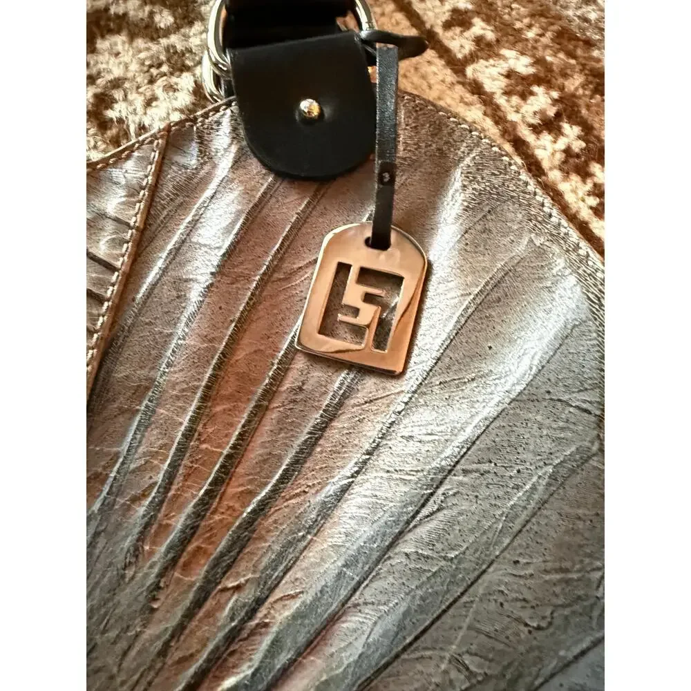 FENDI Karl Lagerfeld 2003 Vintage Devil Trapezio Leather Bag Neutrals Large